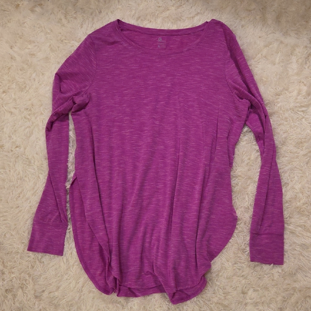 GAP Women's Heathered Purple Long Sleeve Tee